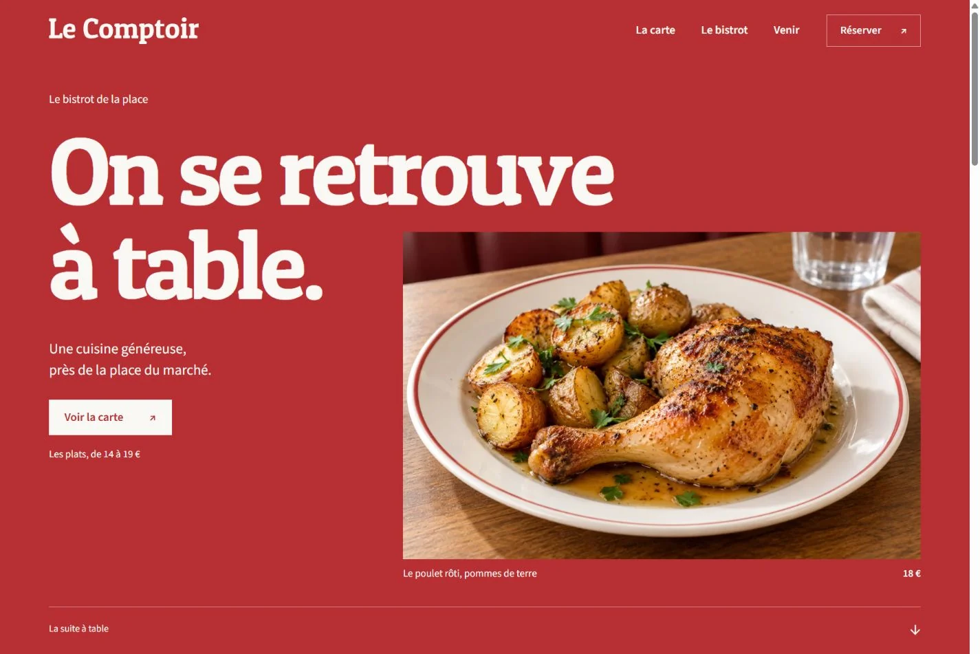 Site : accueil et réservation — Le Comptoir