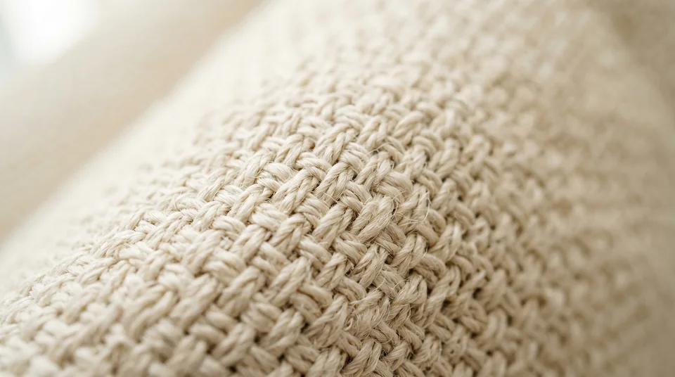 Gros plan d’un textile beige à la texture bouclée
